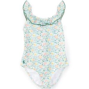 NWT Polo Ralph Lauren Floral Ruffled Criss Cross Back  Swimsuit Girls Size 6X